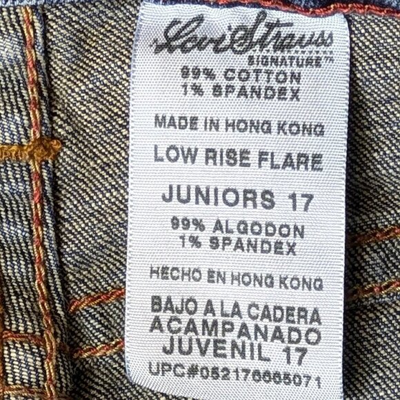 Levi Strauss Denim Jeans Juniors 17 Button Fly Stretch Low Rise Flare Med Wash - Picture 14 of 15